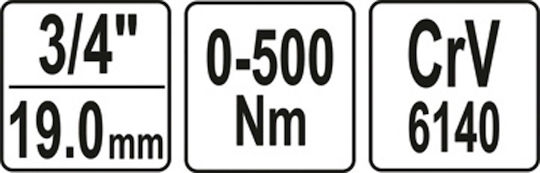 Yato Δυναμόκλειδο Καρέ 3/4" Ροπής 500 Nm