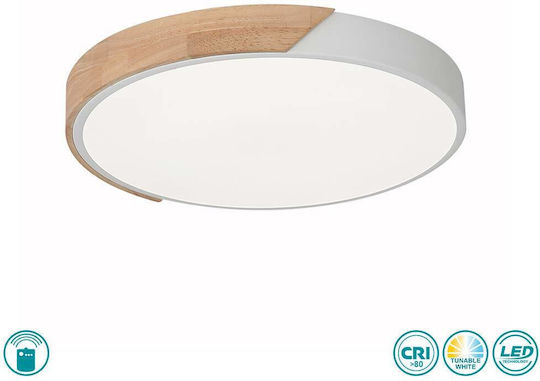 Sun Light Таванна плафониера 42 см Бяла с Вграден LED и Дистанционно