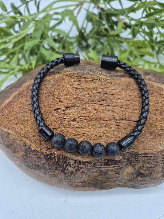 Lederarmband Perlen Lava – Kraft & Stil