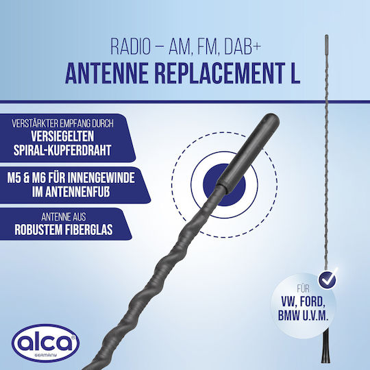 Alca KFZ-Antenne Dach Mit Gewinde für Radio in Schwarz Farbe
