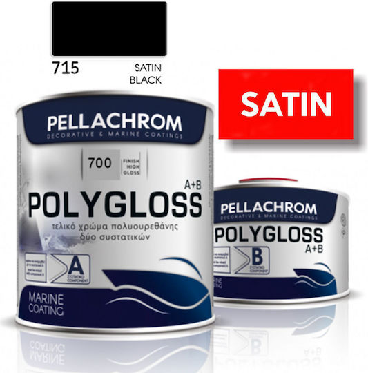 Pellachrom Polygloss A+B Цвят Горна Част Бои За Лодки 0.75л Черен