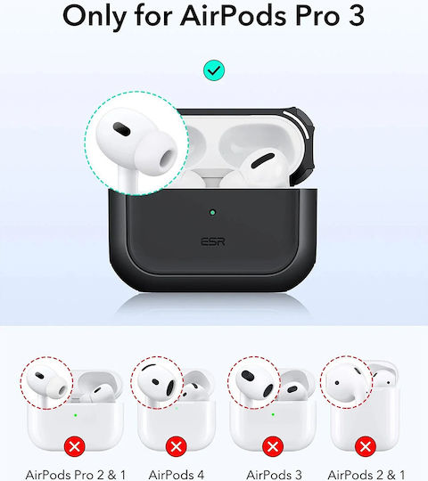 ESR Orbit Hybrid Halolock Case Plastic / Silicone in Black color for Apple AirPods Pro 3