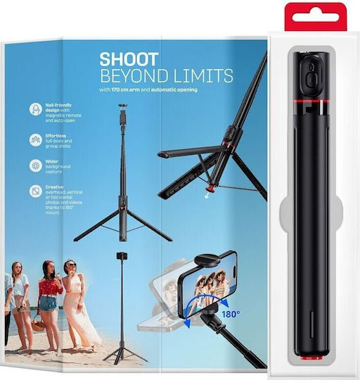 Forcell F-grip F170xl Selfie Stick Automat cu Telecomandă și Trepied Negru