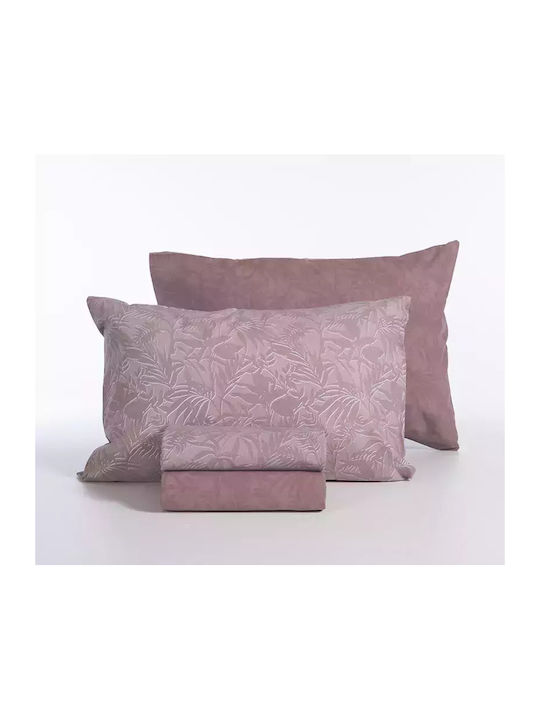 Nef-Nef Homeware Dazier Σετ Σεντόνια Διπλά 200x270εκ. Mauve (4τμχ)