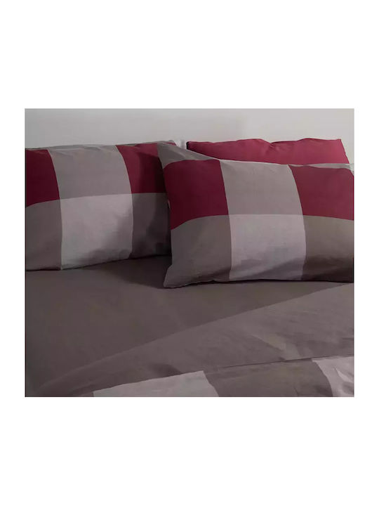 Nef-Nef Homeware Set Cearșafuri Single cu Elastic 100x200+35cm. Casual Bordo 3buc