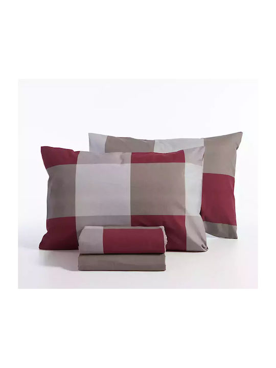 Nef-Nef Homeware Set Cearșafuri Single cu Elastic 100x200+35cm. Casual Bordo 3buc