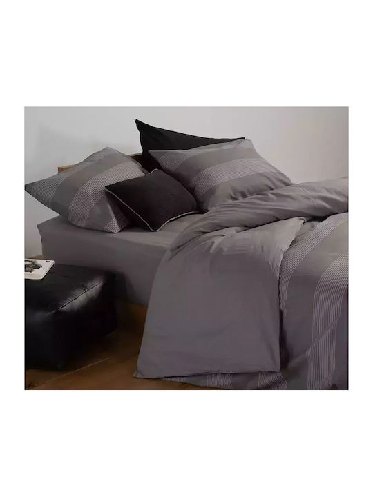 Nef-Nef Homeware Casual Σετ Σεντόνια Διπλά 200x270εκ. D.grey (4τμχ)