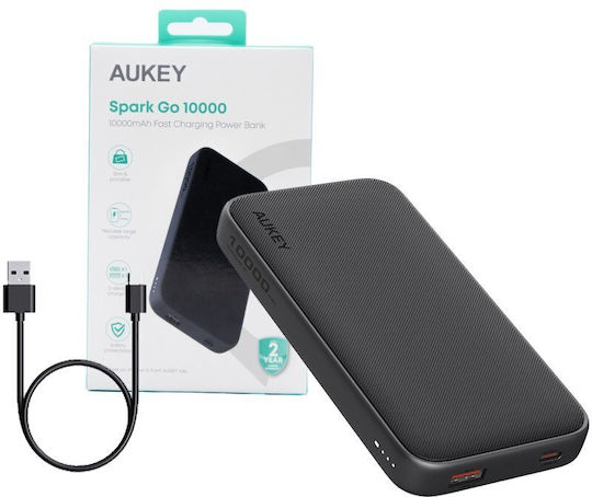 Aukey PB-Y46 Power Bank 10000mAh 15W με Θύρα USB-A και Θύρα USB-C Γκρι