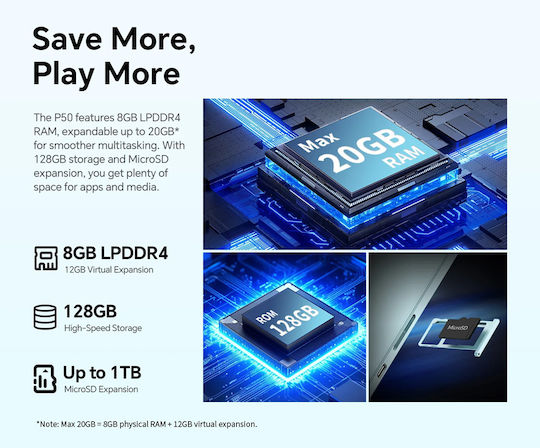 Teclast P50 2025 4G 11" Tablet (8GB/128GB) Μπλε