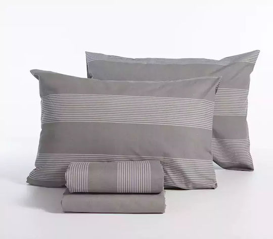 Nef-Nef Homeware Sheet Sets Queen with Elastic 160x200+35cm. Casual D.grey 4pcs