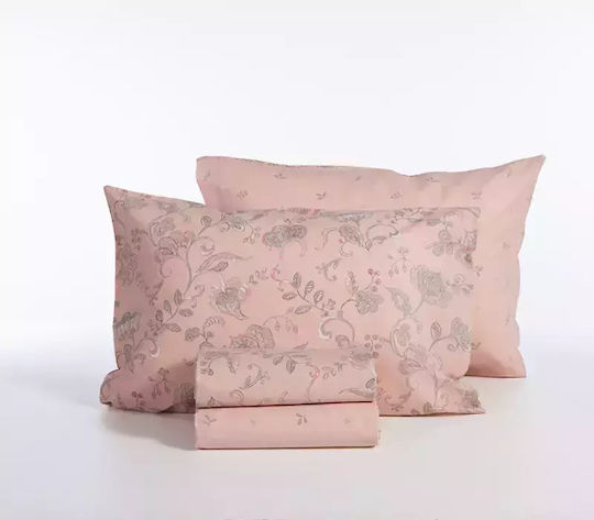Nef-Nef Homeware Carena Σετ Σεντόνια Μονά με Λάστιχο 100x200+35εκ. Pink (3τμχ)
