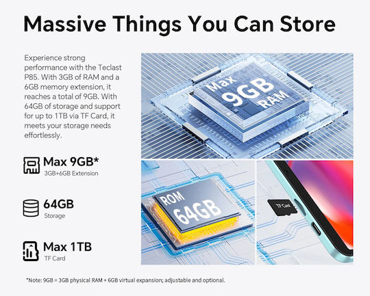 Teclast P85 2025 8" Tablet (3GB/64GB) Μπλε