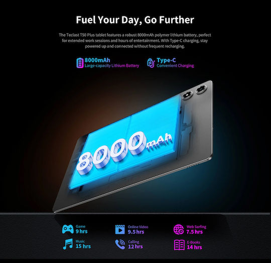 Teclast T50 Plus 2025 4G 11" Tablet (8GB/256GB) Γκρι