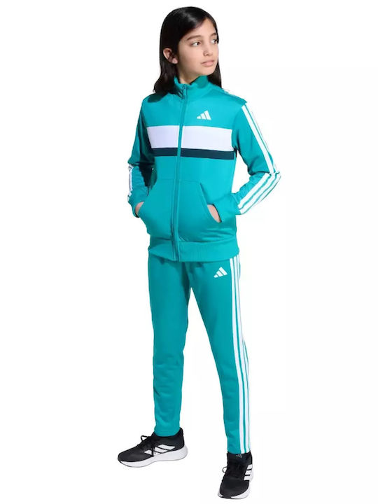 Kids Sweatpants Set Turquoise 2pcs Essentials Tiberio 3-stripes Tricot Track Suit