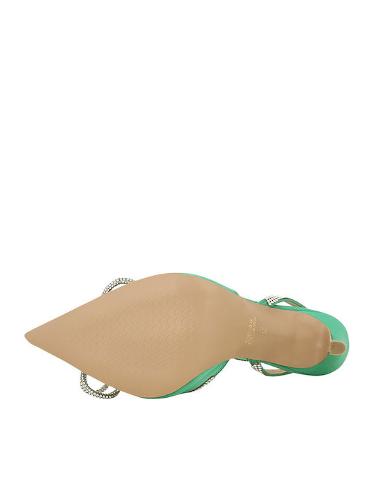 Leather Pointed Toe Heels with Stiletto Heel Green