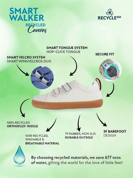 Παιδικά Sneakers Barefoot με Σκρατς Λευκά
