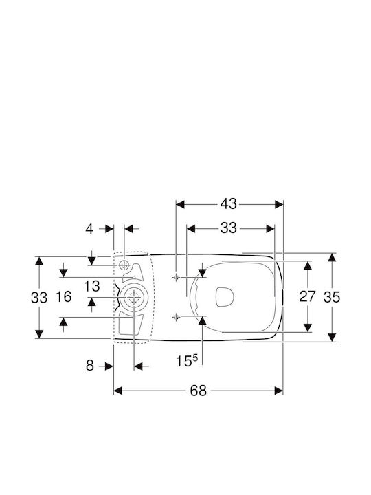 Geberit Selnova Square Stehende Toilette mit Spülung Ohne Deckel Weiße