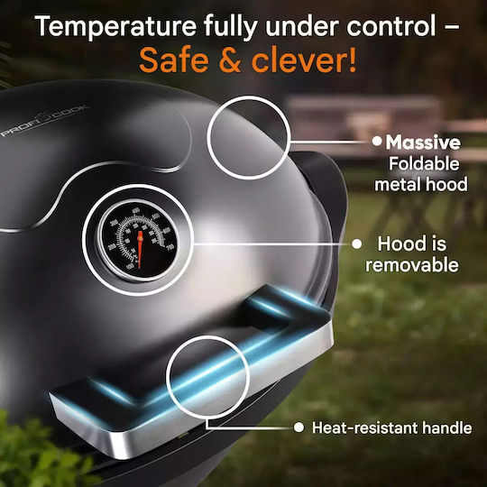 Profi Cook Inox Grătar cu Cărbuni cu Termometru 36cmx36cm