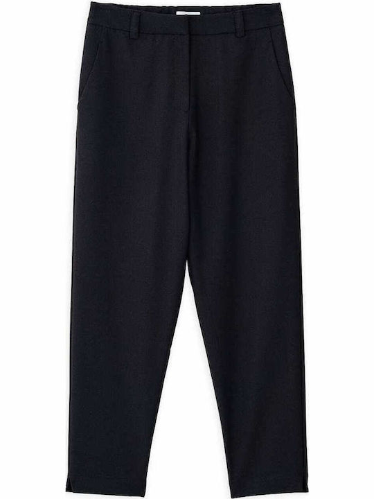 Damen Hoch tailliert Stoff Hose Black