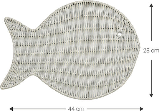 Polihome Rattan Placemat Fishy-leuko White 43x33cm