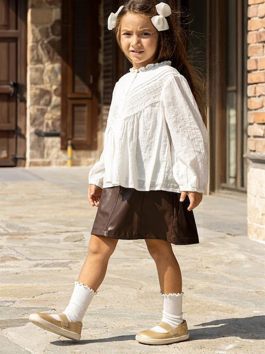 Kids Ballerinas with Hoop & Loop Closure Gold
