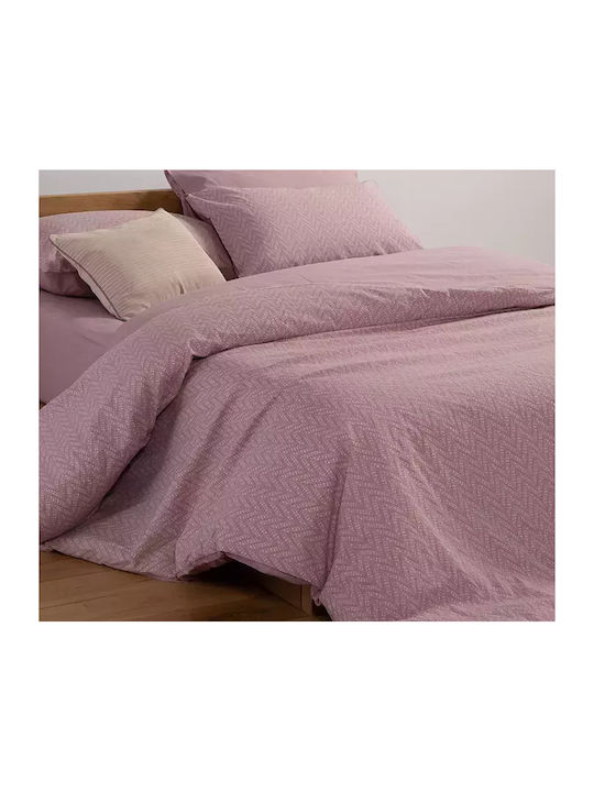Nef-Nef Homeware Σετ Παπλωματοθήκη Βαμβακερή Μονή με Μαξιλαροθήκη 170x240cm Suspen Mauve