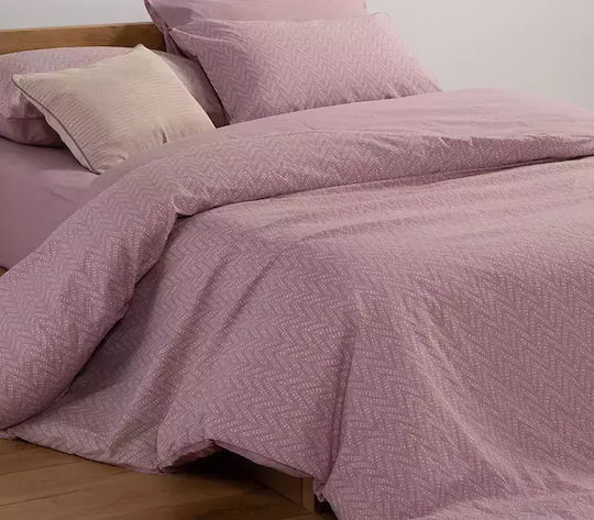 Nef-Nef Homeware Duvet Cover Set Cotton Single with Pillowcase 170x240 Suspen Mauve