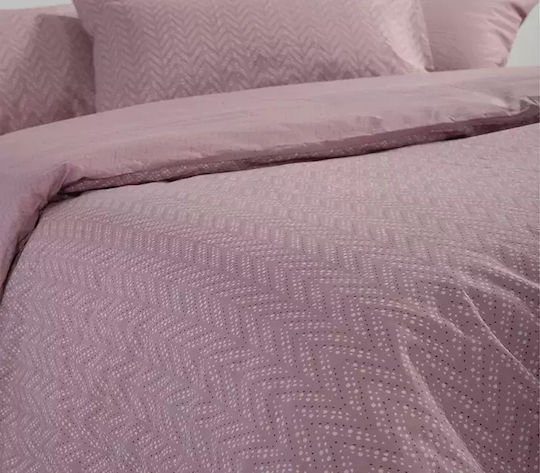 Nef-Nef Homeware Duvet Cover Set Cotton Single with Pillowcase 170x240 Suspen Mauve