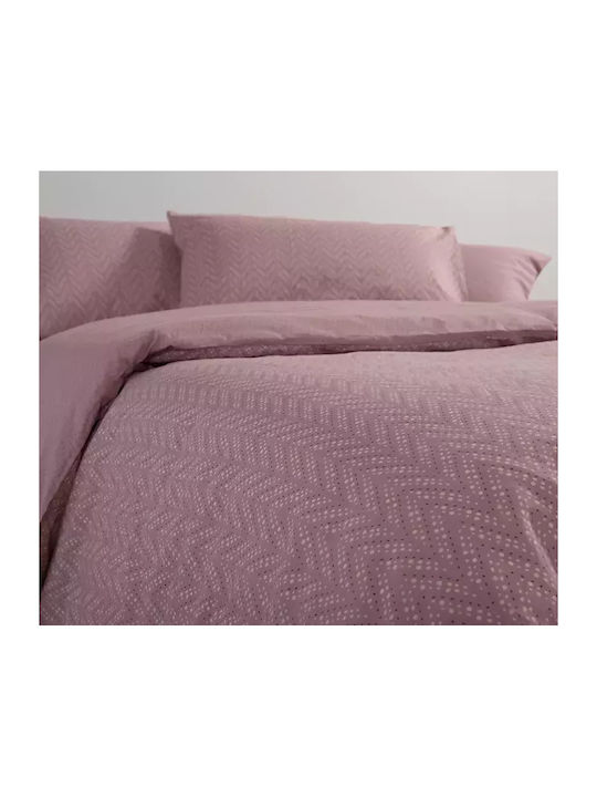 Nef-Nef Homeware Σετ Παπλωματοθήκη Βαμβακερή Μονή με Μαξιλαροθήκη 170x240cm Suspen Mauve