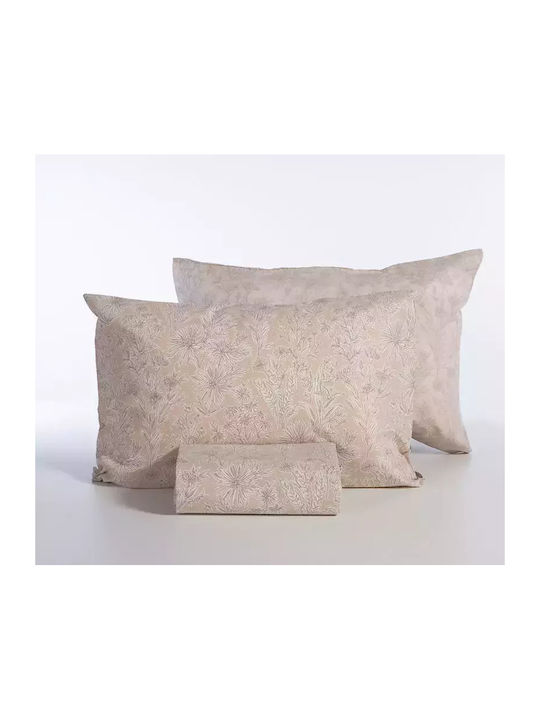 Nef-Nef Homeware Duvet Cover Set Cotton Single with Pillowcase 170x240 Lucil Beige
