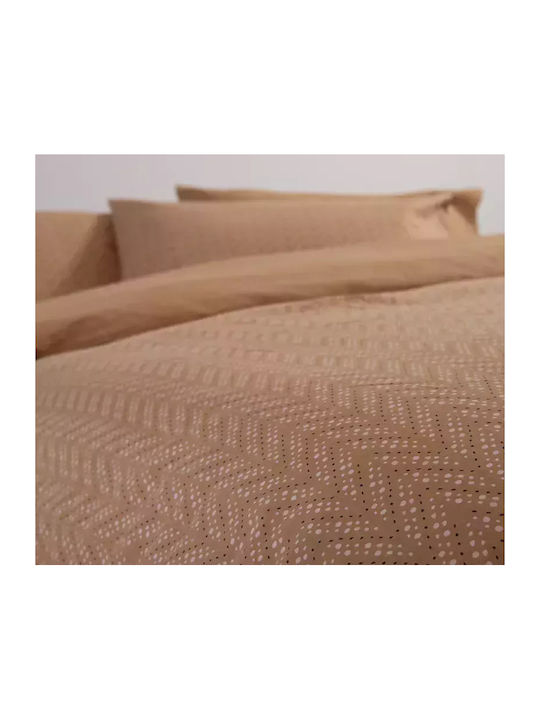 Nef-Nef Homeware Duvet Cover Set Cotton Single with Pillowcase 170x240 Suspen Caramel