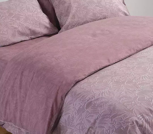 Nef-Nef Homeware Σετ Παπλωματοθήκη Βαμβακερή Υπέρδιπλη με 2 Μαξιλαροθήκες 240x230cm Dazier Mauve
