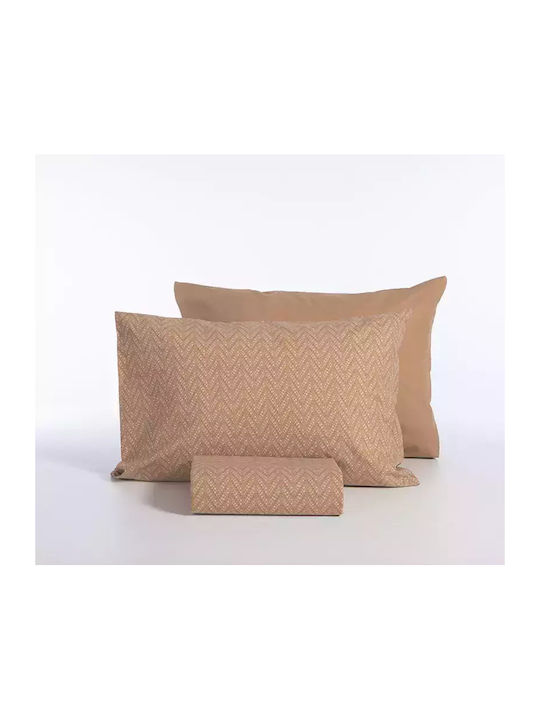 Nef-Nef Homeware Bettbezug-Set Baumwolle Übergröße mit 2 Kissenbezügen 240x230 Suspen Caramel