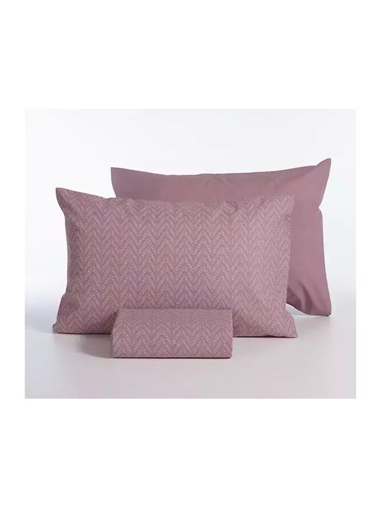 Nef-Nef Homeware Duvet Cover Set Cotton Queen with 2 Pillowcases 240x230 Suspen Mauve
