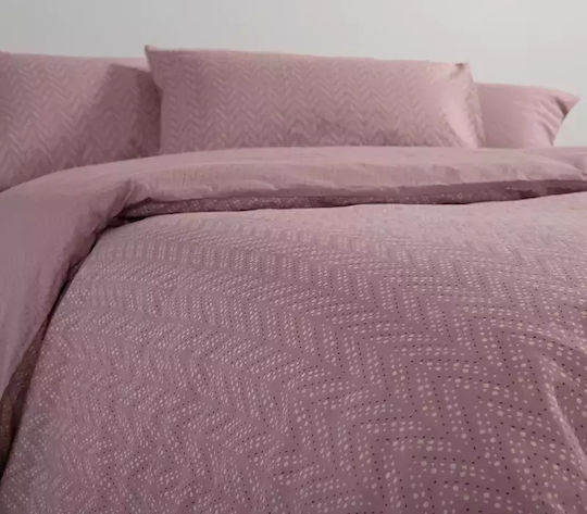 Nef-Nef Homeware Duvet Cover Set Cotton Queen with 2 Pillowcases 240x230 Suspen Mauve