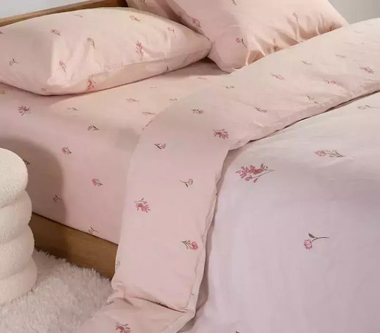 Nef-Nef Homeware Σετ Παπλωματοθήκη Βαμβακερή Μονή με Μαξιλαροθήκη 170x240cm Fragesca Ecru