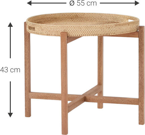 Masă Laterală Rotundă Esmaria Din Lemn Natural L55xL55xÎn48.5cm