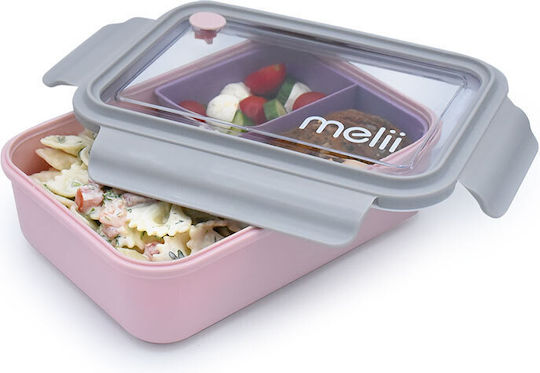 Melii Δοχείο Φαγητού Πλαστικό Pink-Purple με Χωρίσματα 880ml