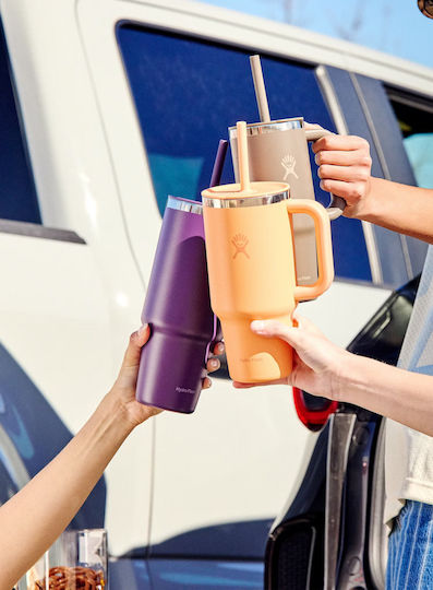 Hydro Flask Travel Tumbler Handled Tumbler Θερμός Ανοξείδωτο 710ml Beachplum με Καλαμάκι και Λαβή