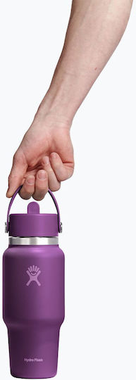 Hydro Flask Wide Mouth Travel Bottle with Flex Straw Cap Μπουκάλι Θερμός Ανοξείδωτο 710ml beachplum
