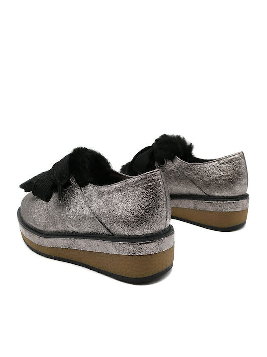 Women's Slip-On Leather Silver