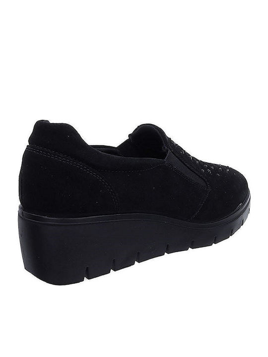 Ανατομικά Γυναικεία Slip-On Δερμάτινα Μαύρα