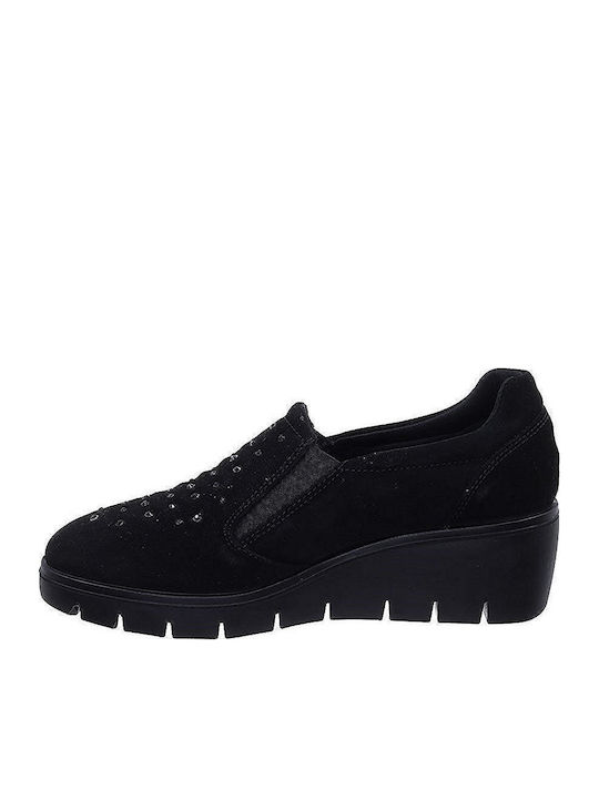 Ανατομικά Γυναικεία Slip-On Δερμάτινα Μαύρα
