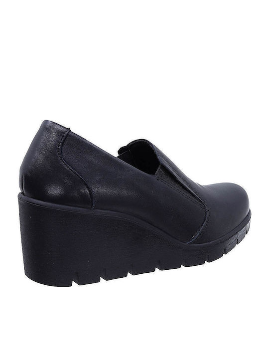 Ανατομικά Γυναικεία Slip-On Δερμάτινα Μαύρα