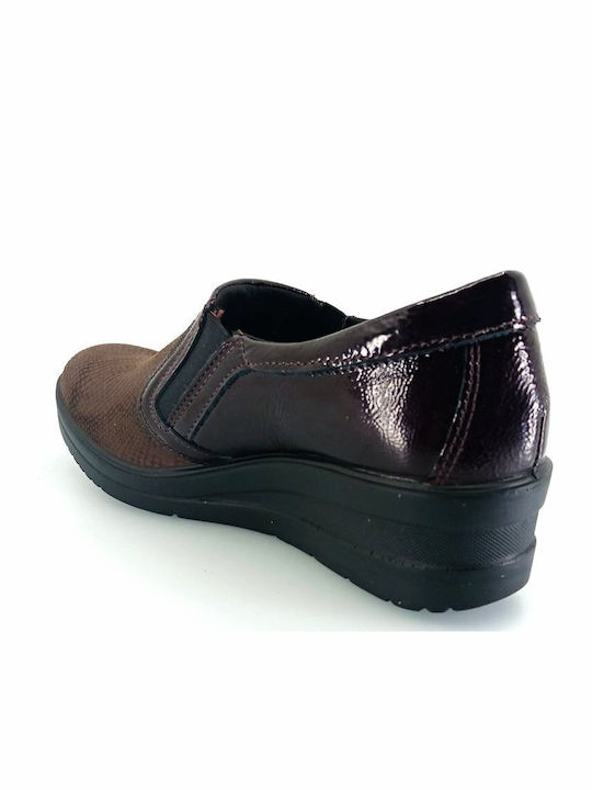 Ανατομικά Γυναικεία Slip-On Δερμάτινα Μπορντό