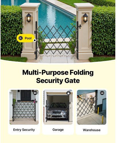 Vevor Metal Fence Gate in Black Color 51.57x43.31cm