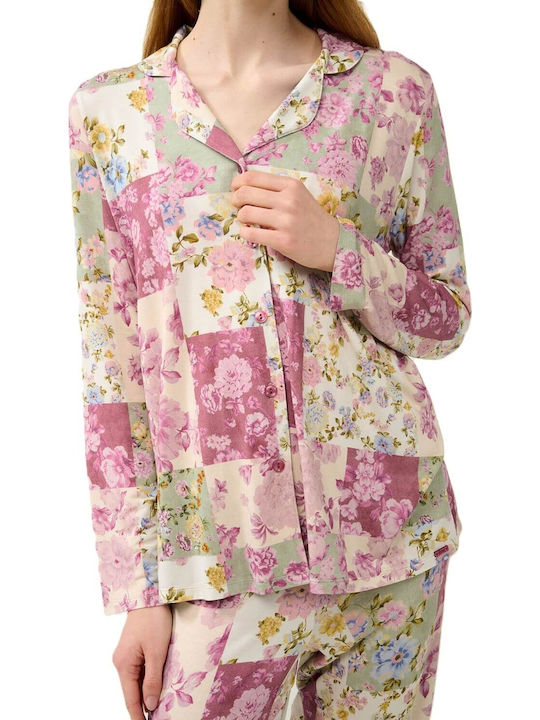 Vamp Sommer Damen Pyjama-Set Dark Pink