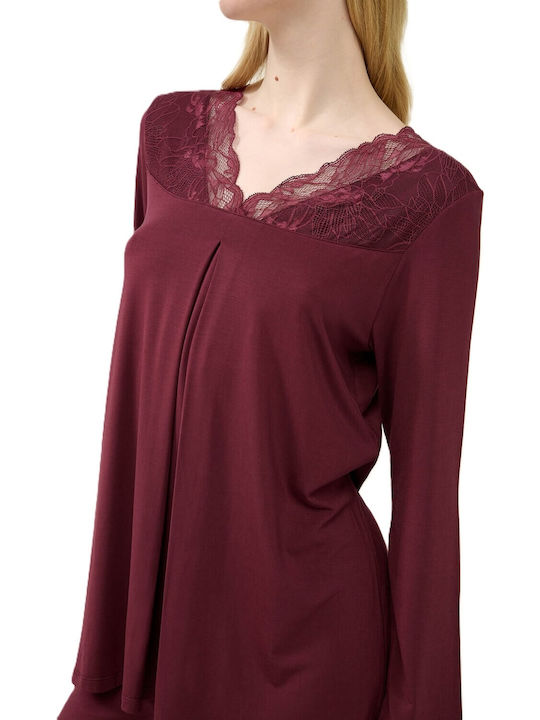 Vamp Sommer Damen Pyjama-Set Dark Red