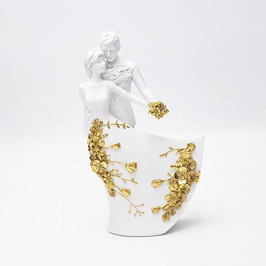 Pair Polyresin White Gold 12x5.5x20.5cm