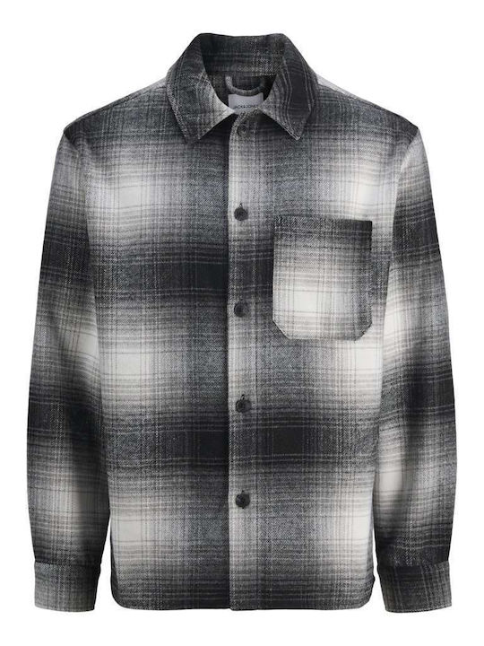 Long Sleeve Overshirt In Wide Line Black